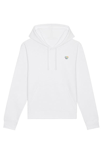 White BHappy Logo Basic Hoodie, Medium-weight, from organic cotton blend, Unisex, for Women & for Men