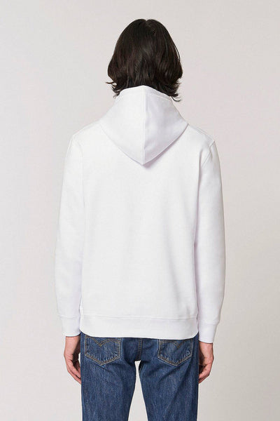 White BHappy Logo Basic Hoodie, Medium-weight, from organic cotton blend, Unisex, for Women & for Men