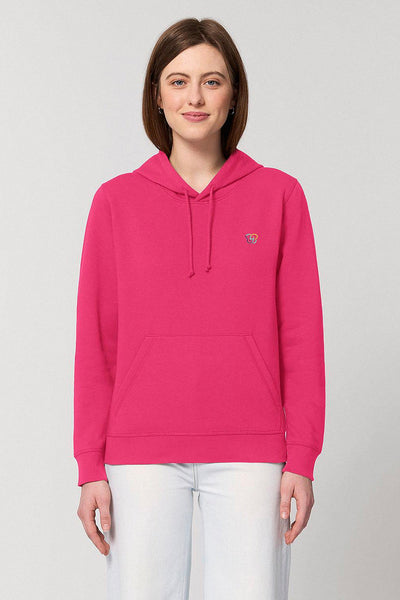 Pink BHappy Logo Basic Hoodie, Medium-weight, from organic cotton blend, Unisex, for Women & for Men