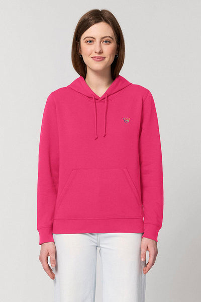 Pink BHappy Logo Basic Hoodie, Medium-weight, from organic cotton blend, Unisex, for Women & for Men