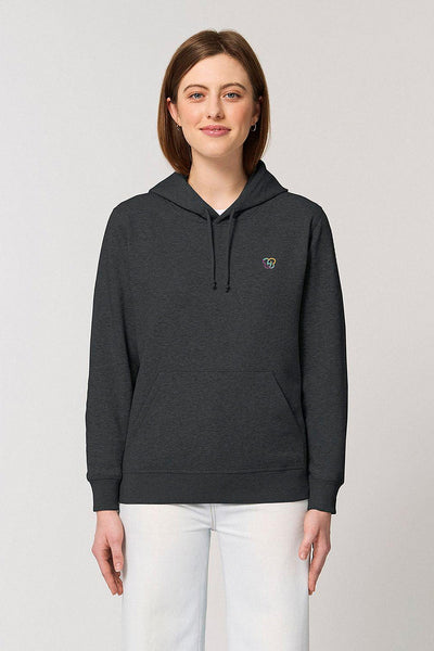 Dark grey BHappy Logo Basic Hoodie, Medium-weight, from organic cotton blend, Unisex, for Women & for Men