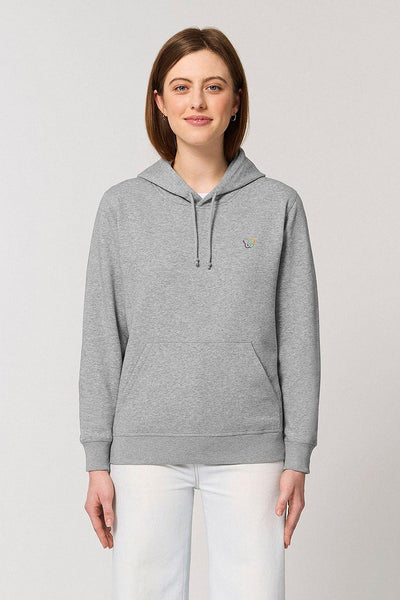 Grey BHappy Logo Basic Hoodie, Medium-weight, from organic cotton blend, Unisex, for Women & for Men