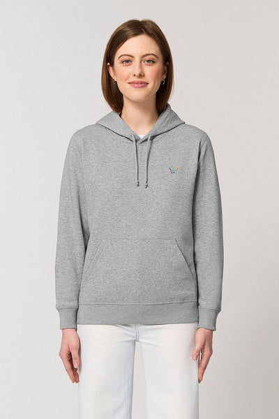 Grey BHappy Logo Basic Hoodie, Medium-weight, from organic cotton blend, Unisex, for Women & for Men