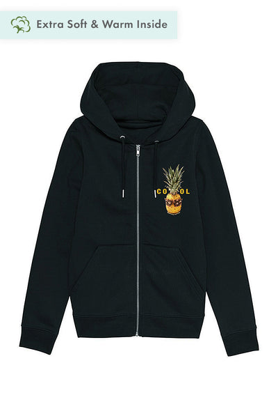 Black Women Cool Graphic Zip Up Hoodie, Heavyweight, from organic cotton blend