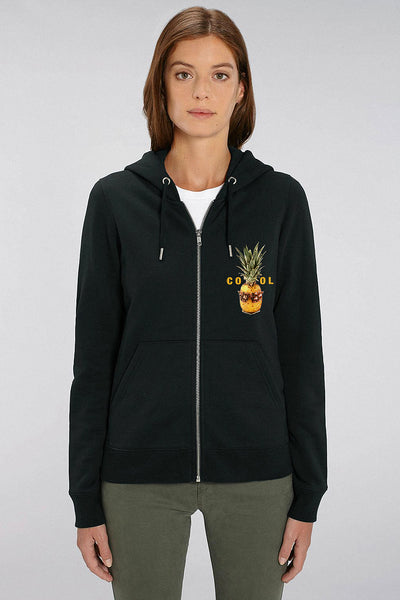 Black Women Cool Graphic Zip Up Hoodie, Heavyweight, from organic cotton blend