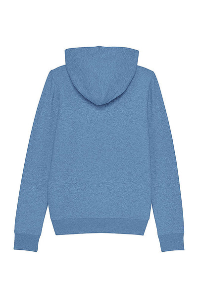 Blue Women Orange Bicycle Zip Up Hoodie, Heavyweight, from organic cotton blend