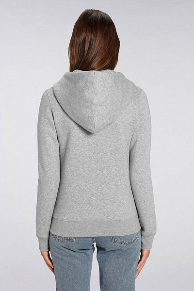 Grey Women BHappy Logo Zip Up Hoodie, Heavyweight, from organic cotton blend