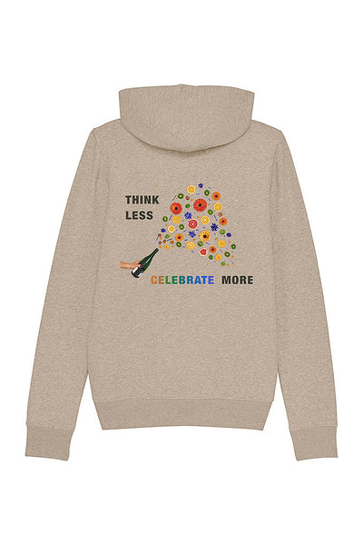 Beige Women Zip Hoodie Celebrate Print , Heavyweight, from organic cotton blend