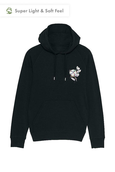 Black Men Organic Cotton Printed Hoodie, Medium-weight, from organic cotton blend