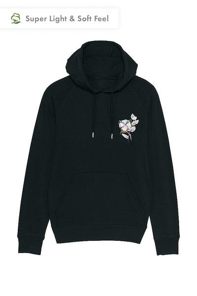 Black Men Organic Cotton Printed Hoodie, Medium-weight, from organic cotton blend