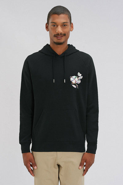Black Men Organic Cotton Printed Hoodie, Medium-weight, from organic cotton blend