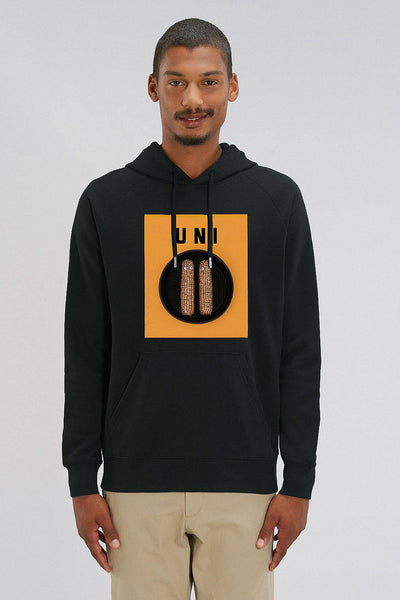 Black Men Unicorn Graphic Hoodie, Medium-weight, from organic cotton blend