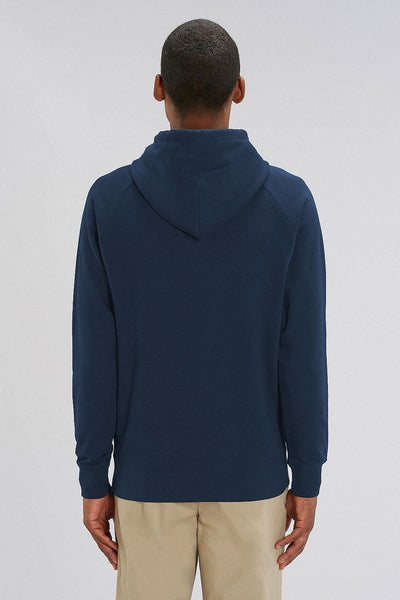 Navy Men Orange Bicycle Hoodie, Medium-weight, from organic cotton blend