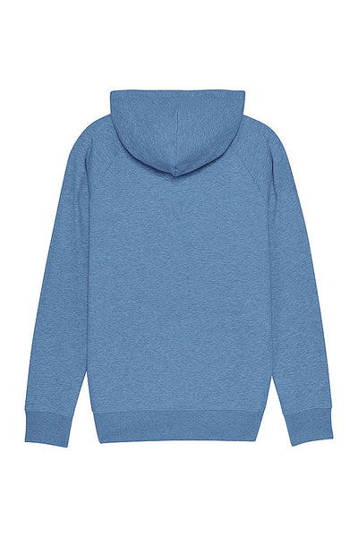 Blue Men Orange Bicycle Hoodie, Medium-weight, from organic cotton blend