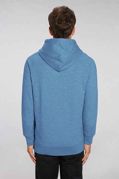 Blue Men Orange Bicycle Hoodie, Medium-weight, from organic cotton blend