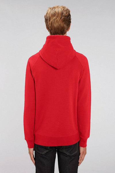Red Men Embroidered Logo Hoodie, Medium-weight, from organic cotton blend