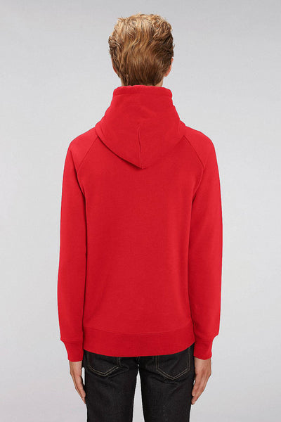 Red Men Embroidered Logo Hoodie, Medium-weight, from organic cotton blend