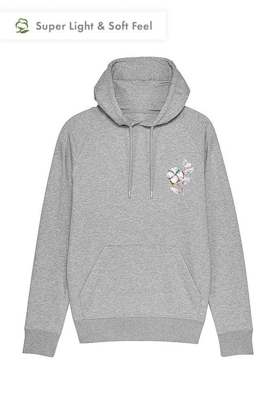 Grey Men Organic Cotton Printed Hoodie, Medium-weight, from organic cotton blend