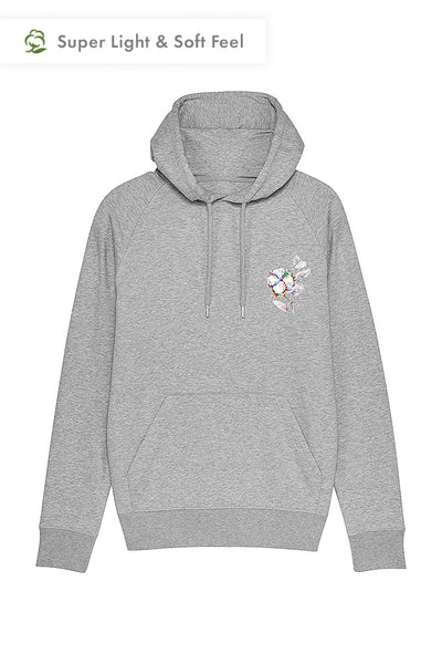 Grey Men Organic Cotton Printed Hoodie, Medium-weight, from organic cotton blend