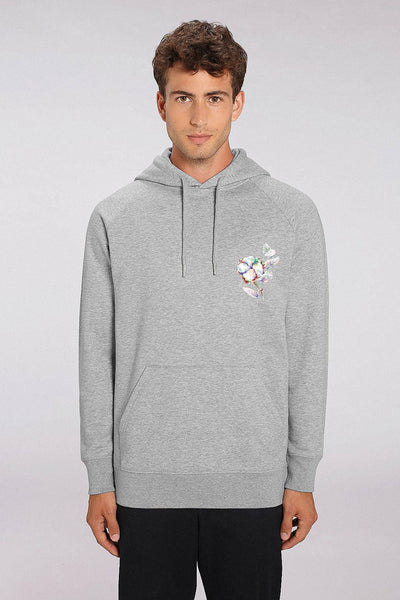 Grey Men Organic Cotton Printed Hoodie, Medium-weight, from organic cotton blend
