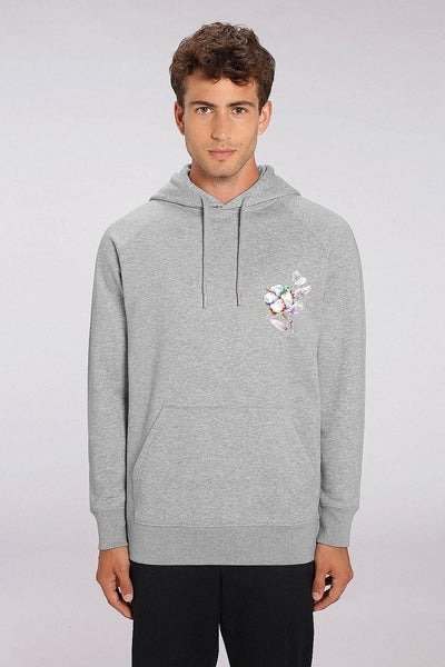 Grey Men Organic Cotton Printed Hoodie, Medium-weight, from organic cotton blend