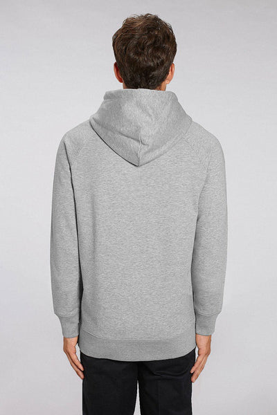 Grey Men Two Hands Graphic Hoodie, Medium-weight, from organic cotton blend