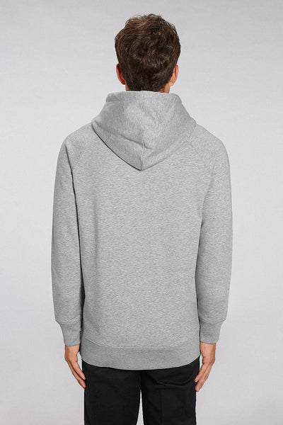 Grey Men Two Hands Print Hoodie, Medium-weight, from organic cotton blend