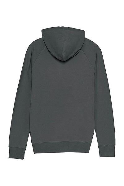 Dark grey Men Embroidered Logo Hoodie, Medium-weight, from organic cotton blend
