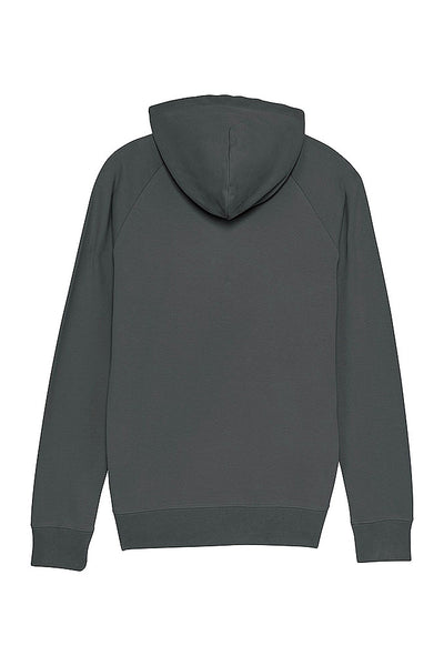 Dark grey Men Embroidered Logo Hoodie, Medium-weight, from organic cotton blend