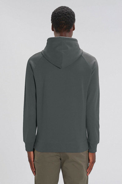Dark grey Men Embroidered Logo Hoodie, Medium-weight, from organic cotton blend