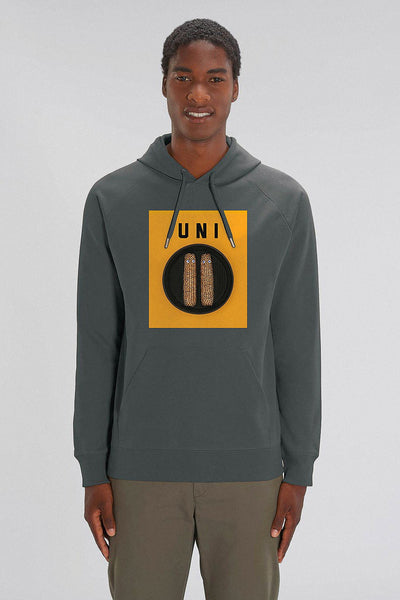 Dark grey Men Unicorn Graphic Hoodie, Medium-weight, from organic cotton blend