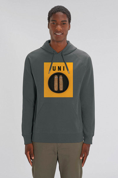 Dark grey Men Unicorn Graphic Hoodie, Medium-weight, from organic cotton blend