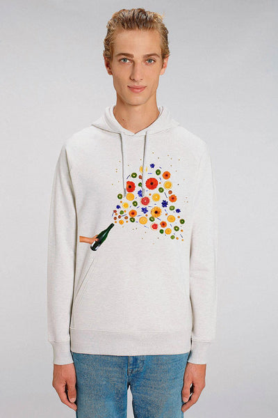 Grey Men Celebrate Graphic Hoodie, Medium-weight, from organic cotton blend