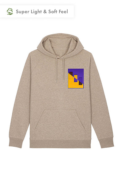 Beige Men Chocolate Love Print Hoodie, Medium-weight, from organic cotton blend