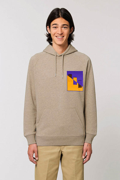 Beige Men Chocolate Love Print Hoodie, Medium-weight, from organic cotton blend