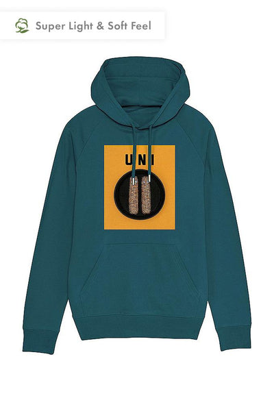 Dark green Men Unicorn Graphic Hoodie, Medium-weight, from organic cotton blend