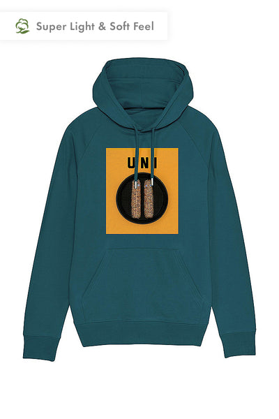 Dark green Men Unicorn Graphic Hoodie, Medium-weight, from organic cotton blend