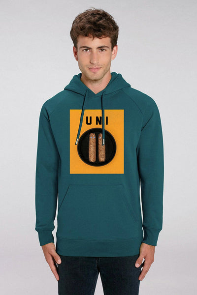 Dark green Men Unicorn Graphic Hoodie, Medium-weight, from organic cotton blend
