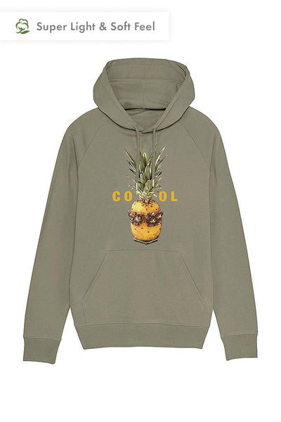 Light Khaki Men Cool Graphic Hoodie, Medium-weight, from organic cotton blend