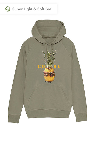 Light Khaki Men Cool Graphic Hoodie, Medium-weight, from organic cotton blend