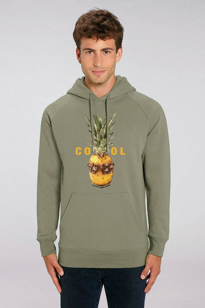 Light Khaki Men Cool Graphic Hoodie, Medium-weight, from organic cotton blend