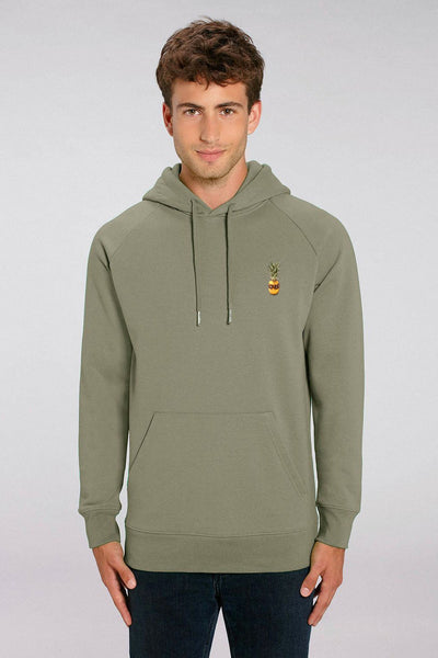 Light Khaki Men Cool Pineapple Hoodie, Medium-weight, from organic cotton blend