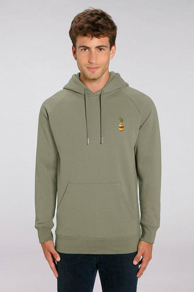 Light Khaki Men Cool Pineapple Hoodie, Medium-weight, from organic cotton blend