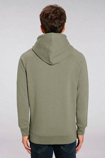 Light Khaki Men Orange Bicycle Hoodie, Medium-weight, from organic cotton blend