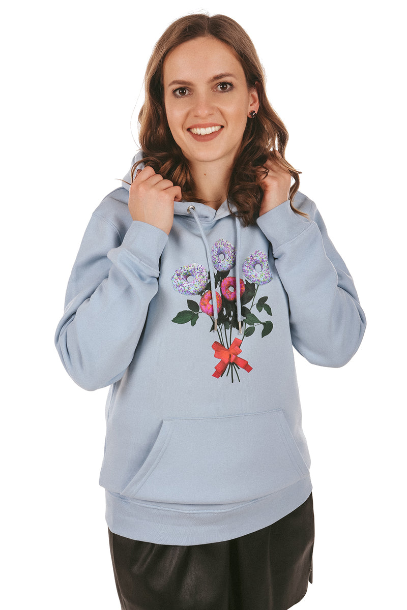 Donut Flowers Printed Hoodie Light blue BHappy Brand