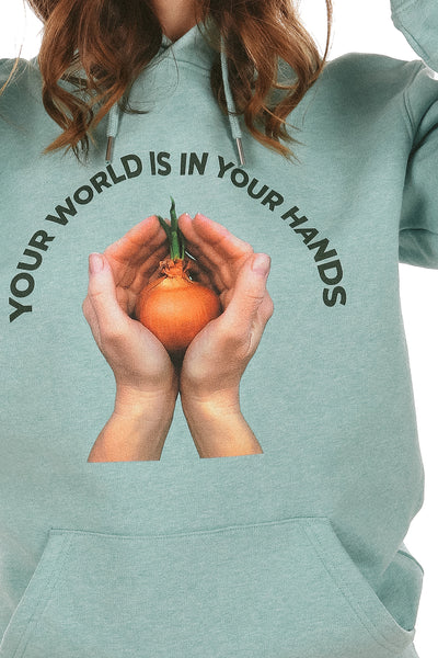 Mint green Your World Graphic Hoodie, Heavyweight, from organic cotton blend, Unisex, for Women & for Men