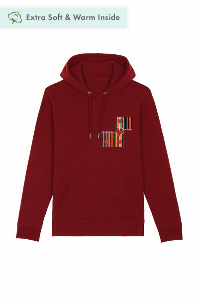 Burgundy Love Heart Graphic Hoodie, Heavyweight, from organic cotton blend