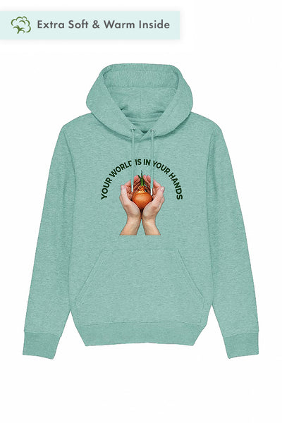 Mint green Your World Graphic Hoodie, Heavyweight, from organic cotton blend, Unisex, for Women & for Men