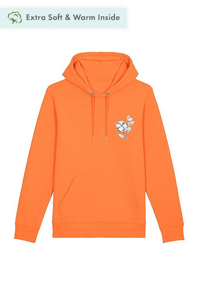 Orange Organic Cotton Printed Hoodie, Heavyweight, from organic cotton blend, Unisex, for Women & for Men