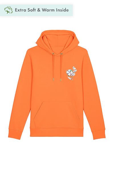 Orange Organic Cotton Printed Hoodie, Heavyweight, from organic cotton blend, Unisex, for Women & for Men